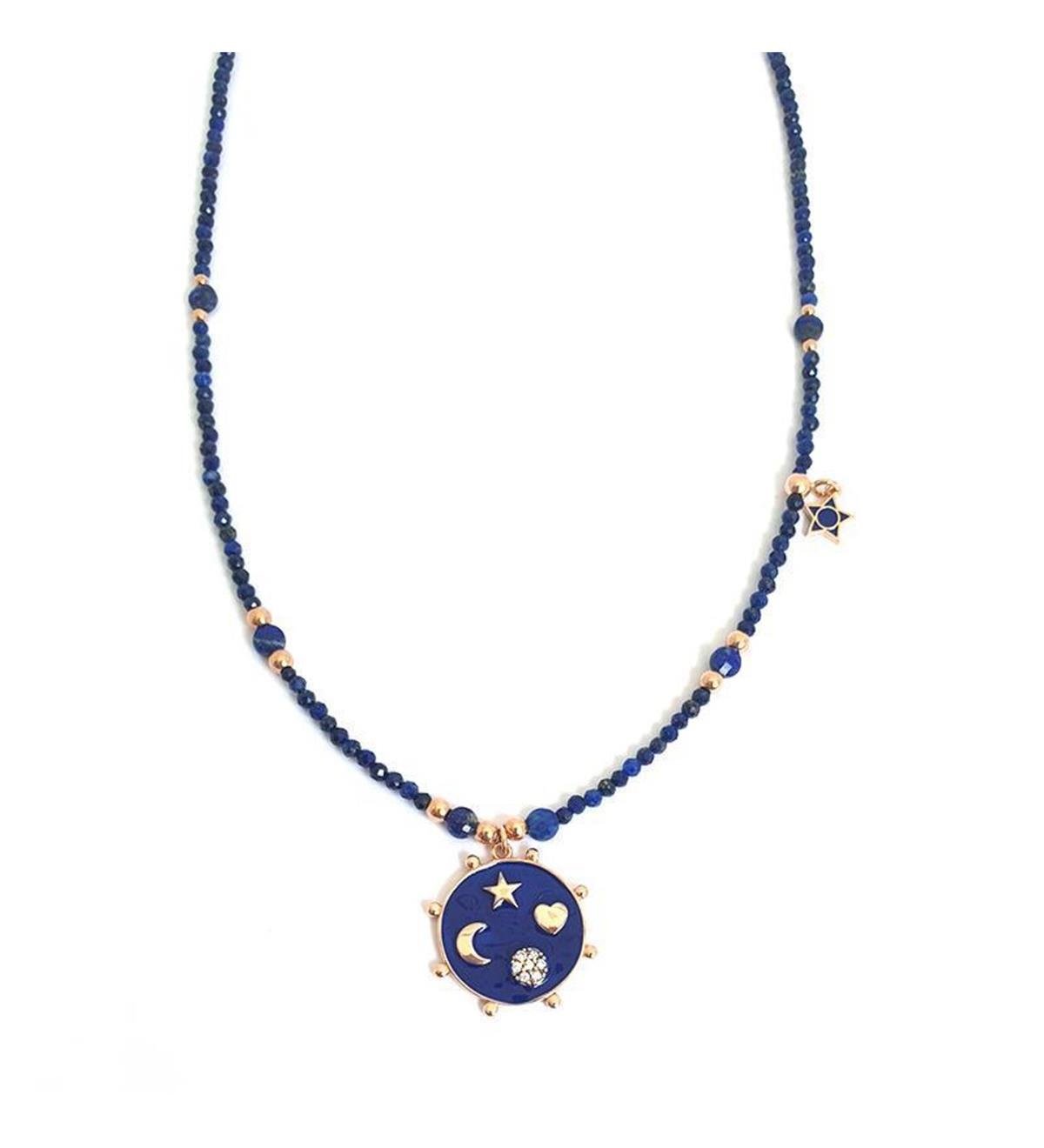 Gümüş Lapis Şans Kolye