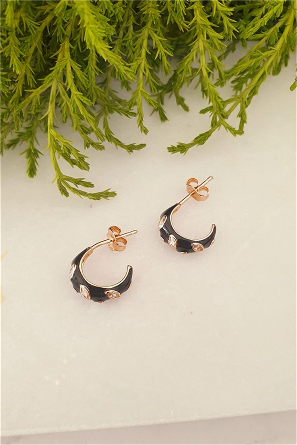 Gümüş Mineli Halka Küpe