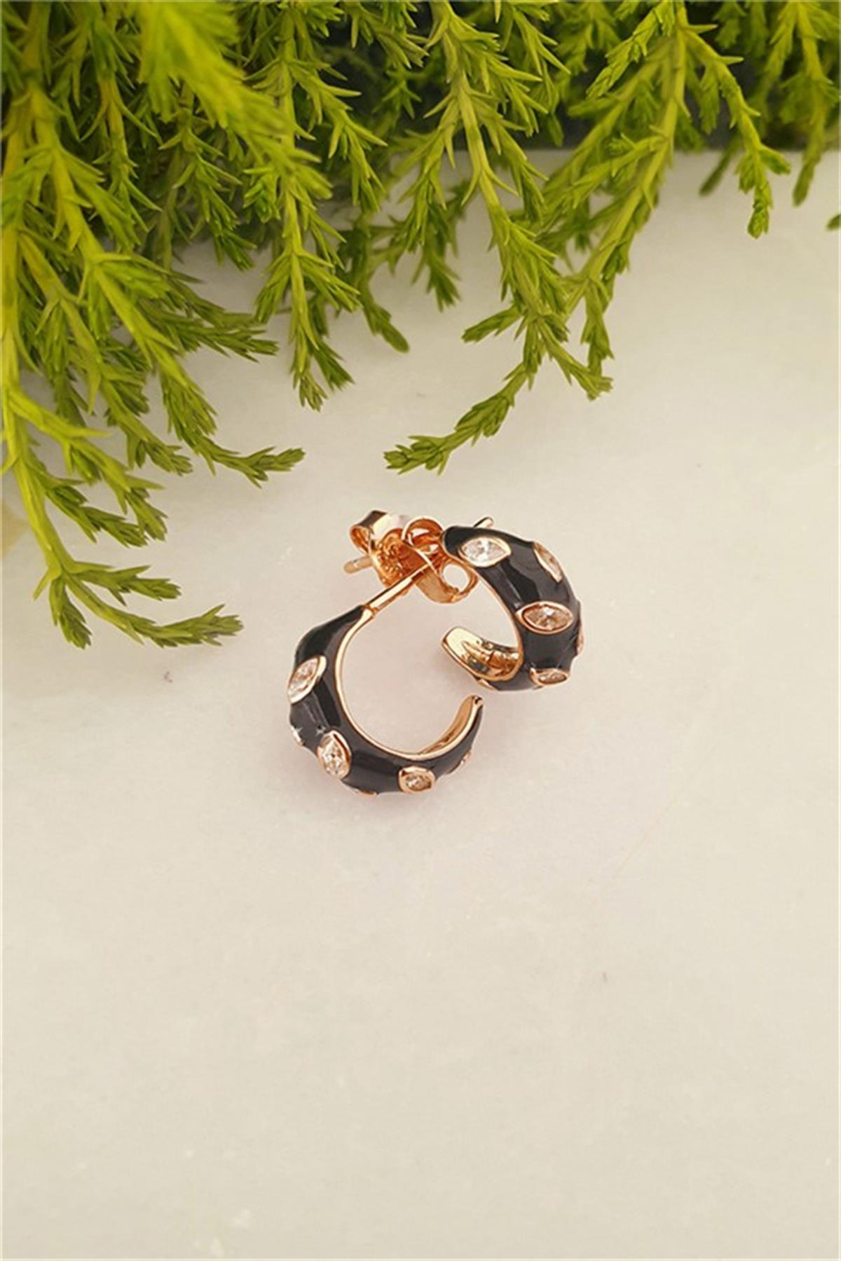 Gümüş Mineli Halka Küpe