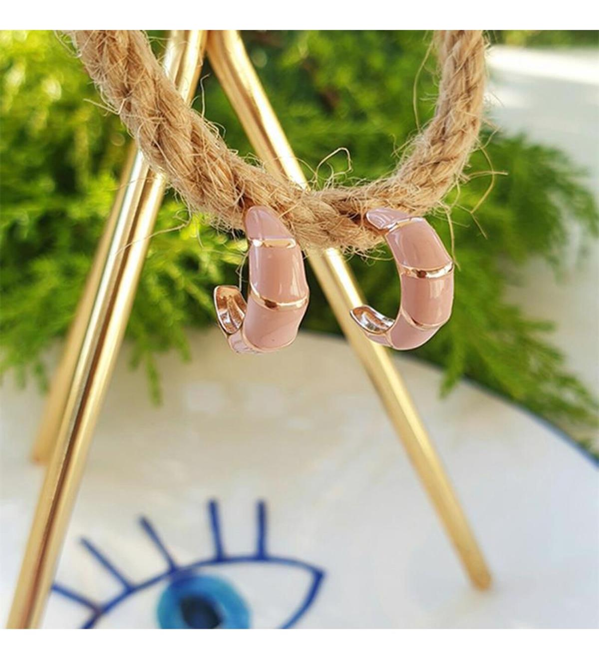 Gümüş Mineli Halka Küpe