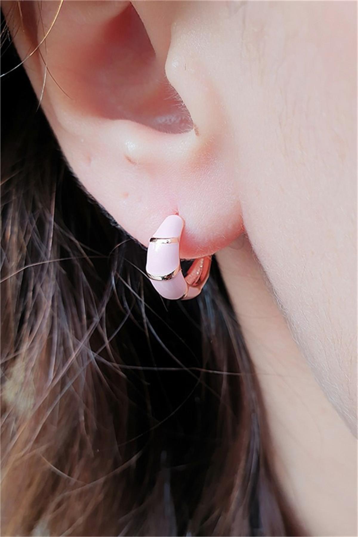 Gümüş Mineli Halka Küpe