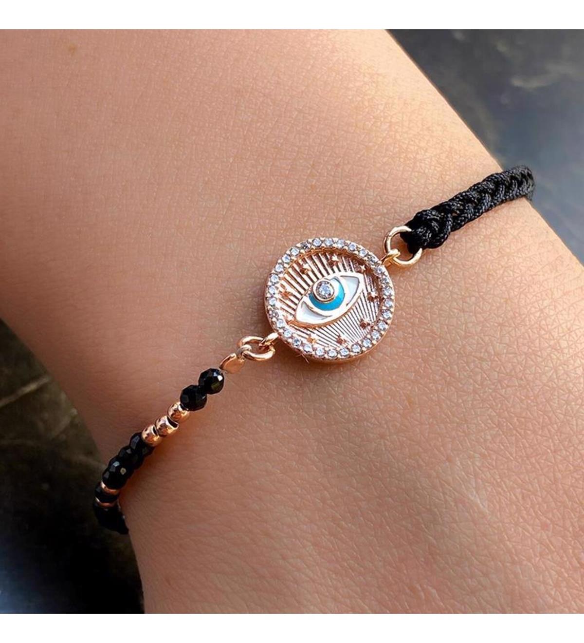 Gümüş Oniks Taşlı Göz Bileklik