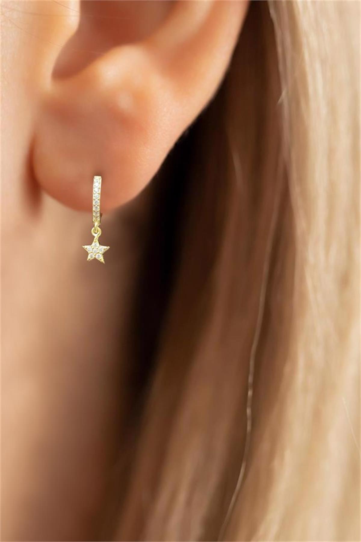 Halka Yıldız Gümüş Küpe