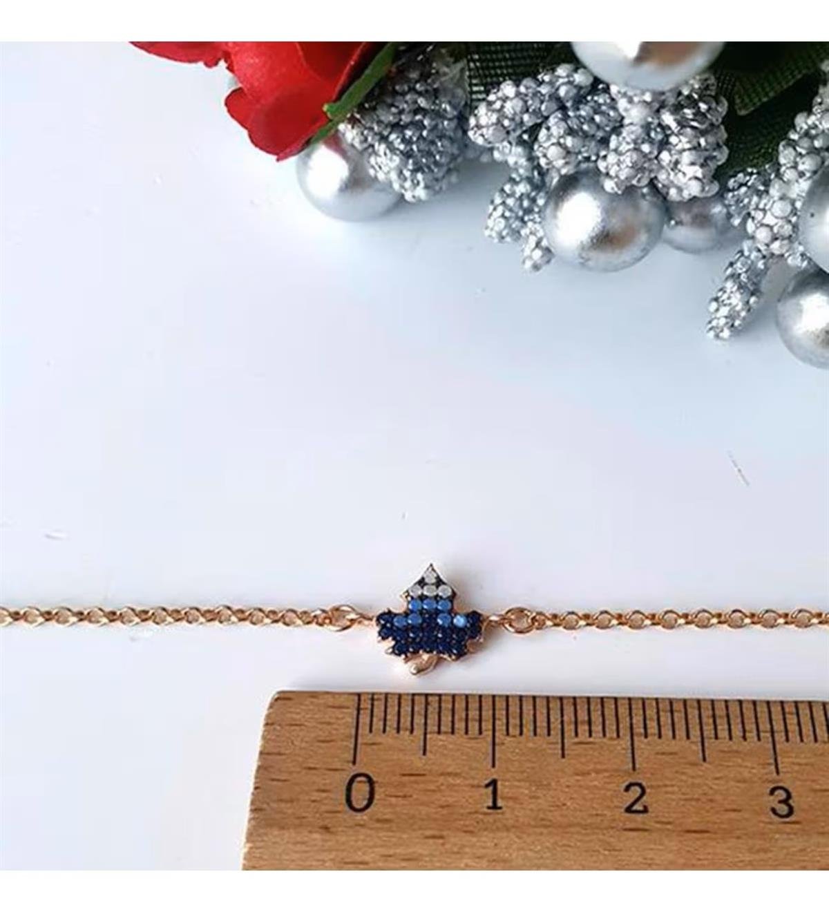 Mavi Geçişli Çınar Gümüş Bileklik