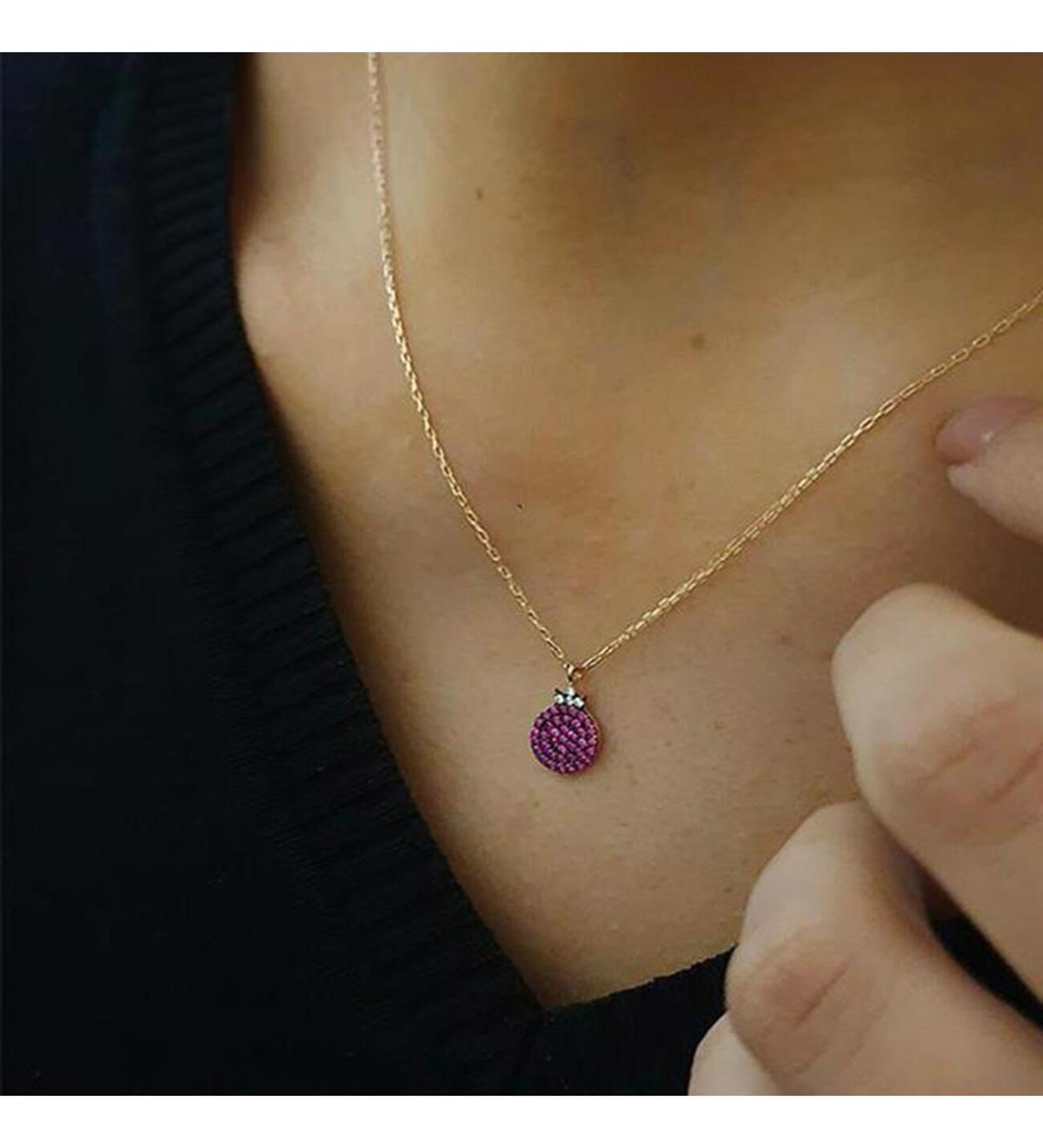 Minimal Gümüş Nar Kolye