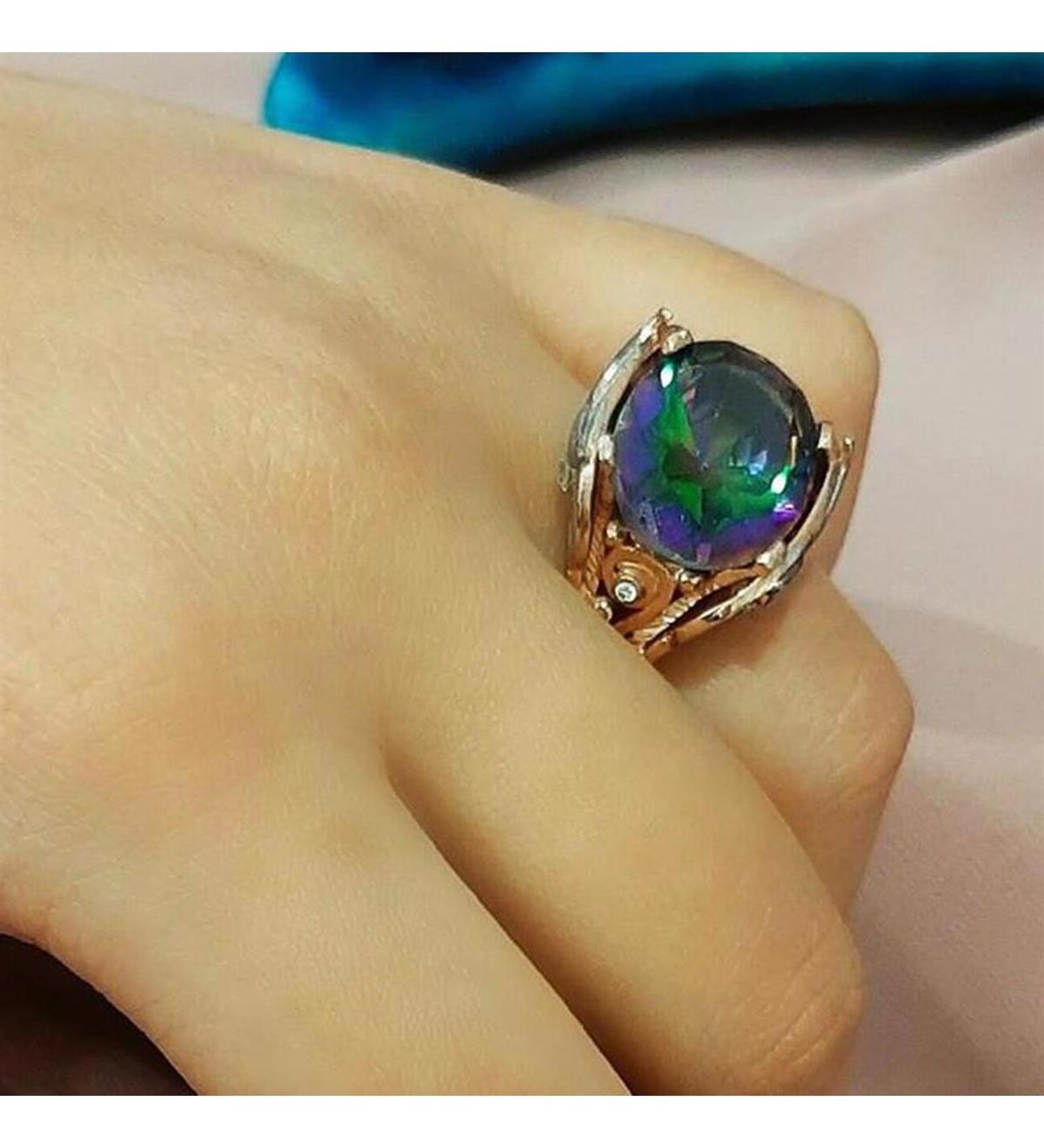 Mistik Topaz Taşlı Baykuş Gümüş Yüzük