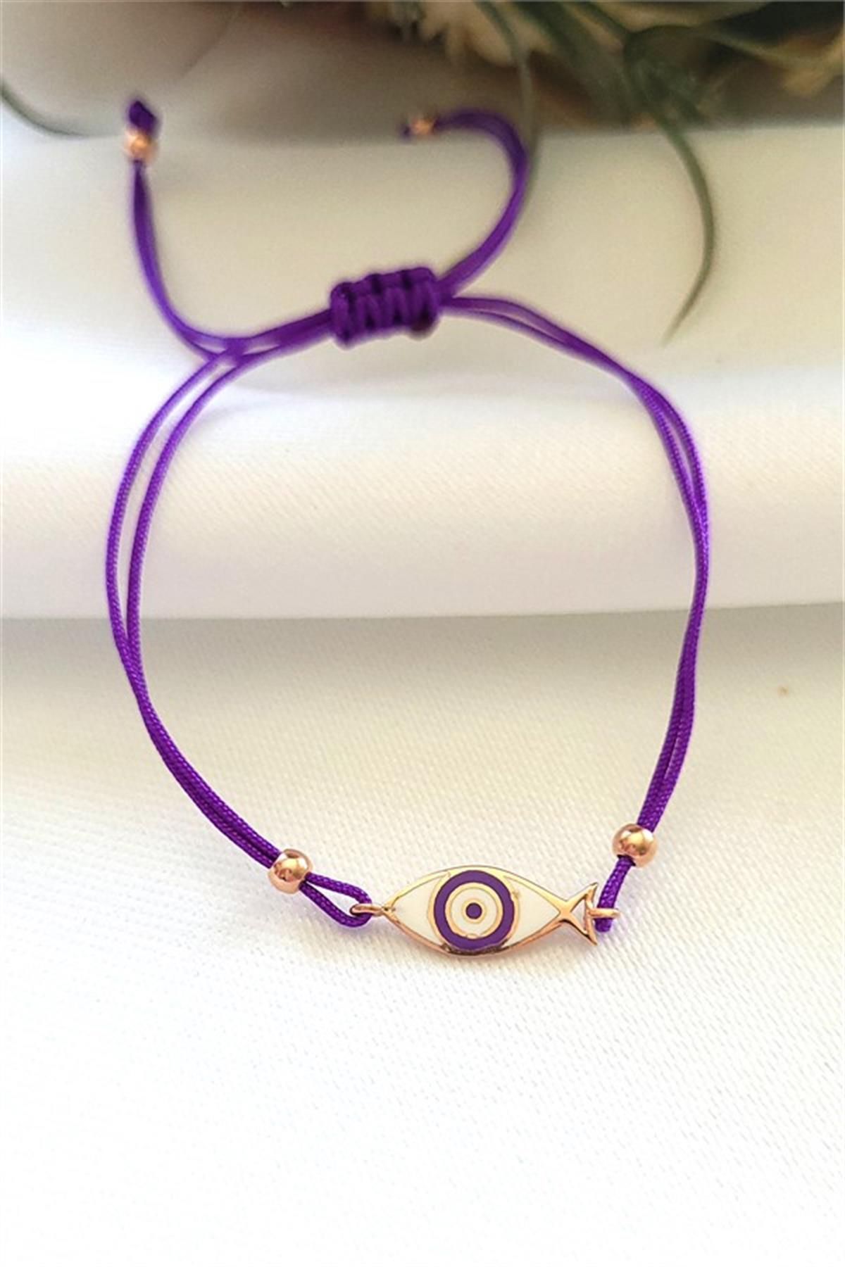 Mor İpli Balık Gümüş Bileklik