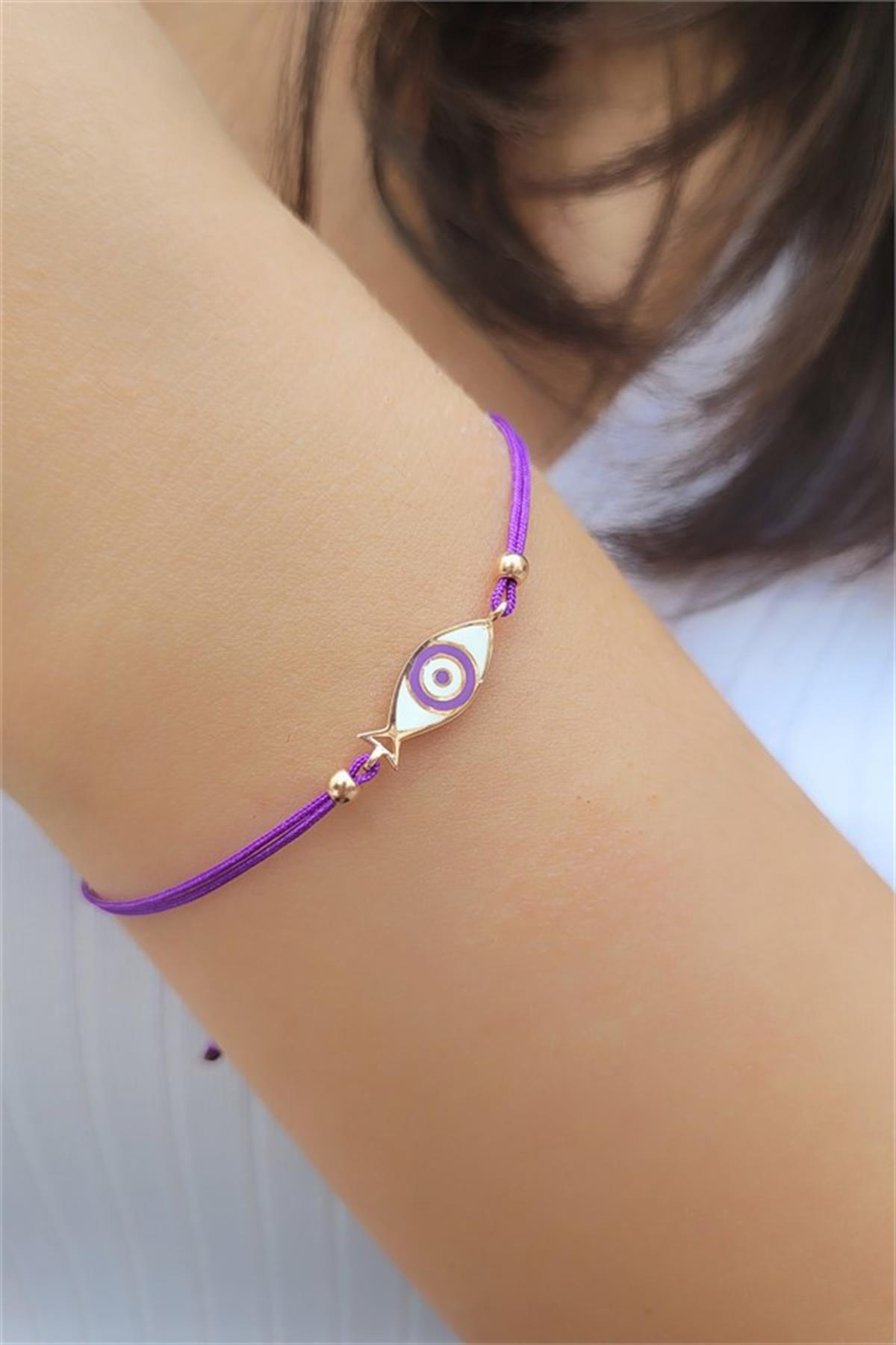 Mor İpli Balık Gümüş Bileklik