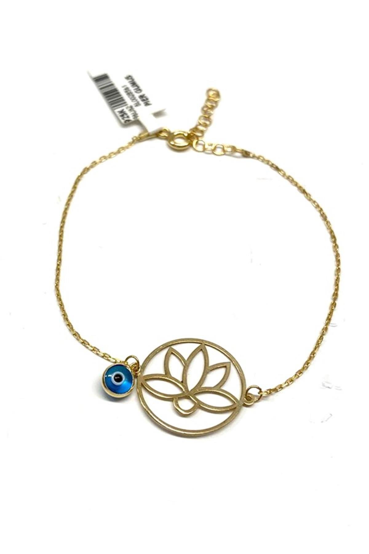 Nazarlı Lotus Çiçeği Gümüş Bileklik