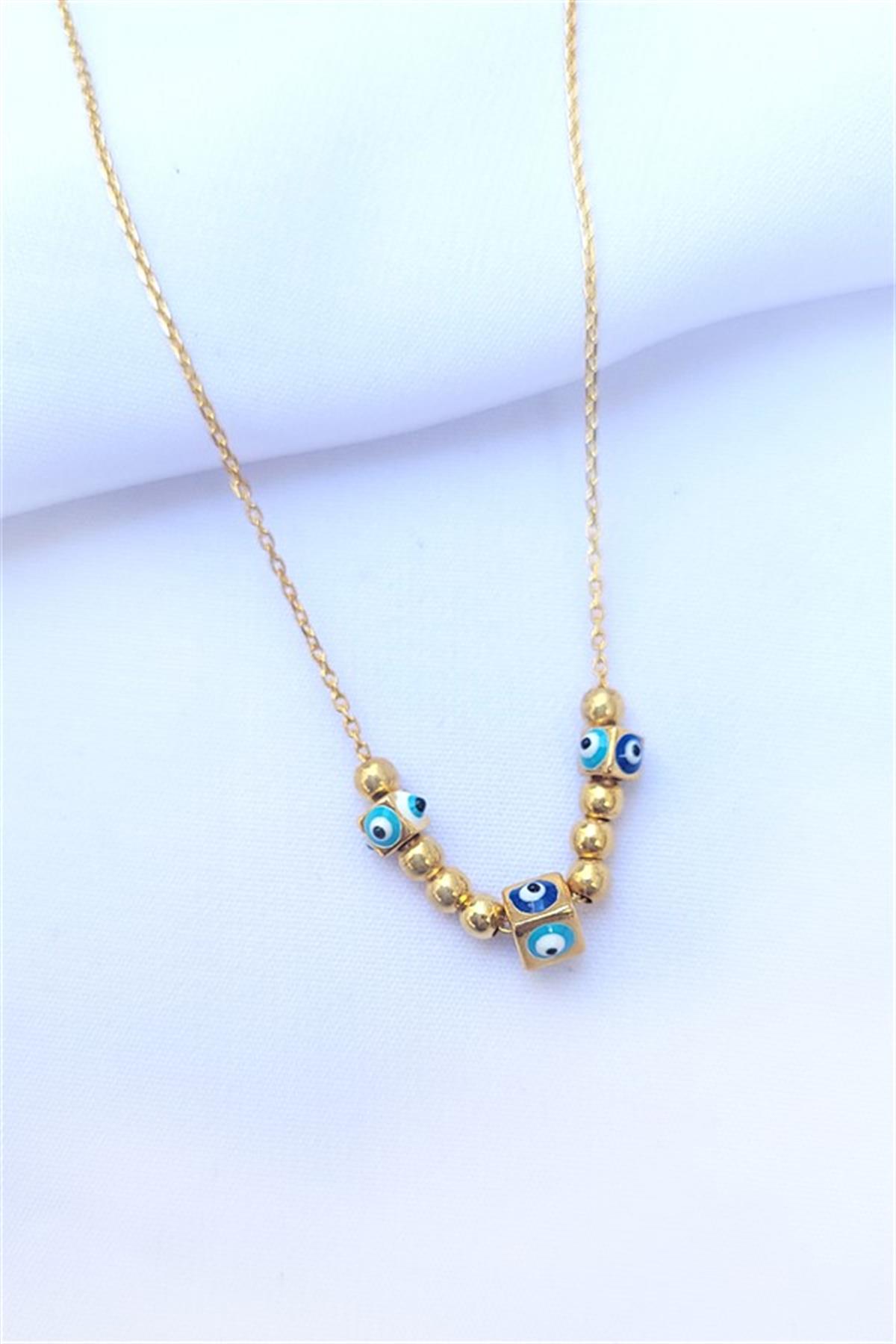 Nazarlı Toplu Gümüş Kolye