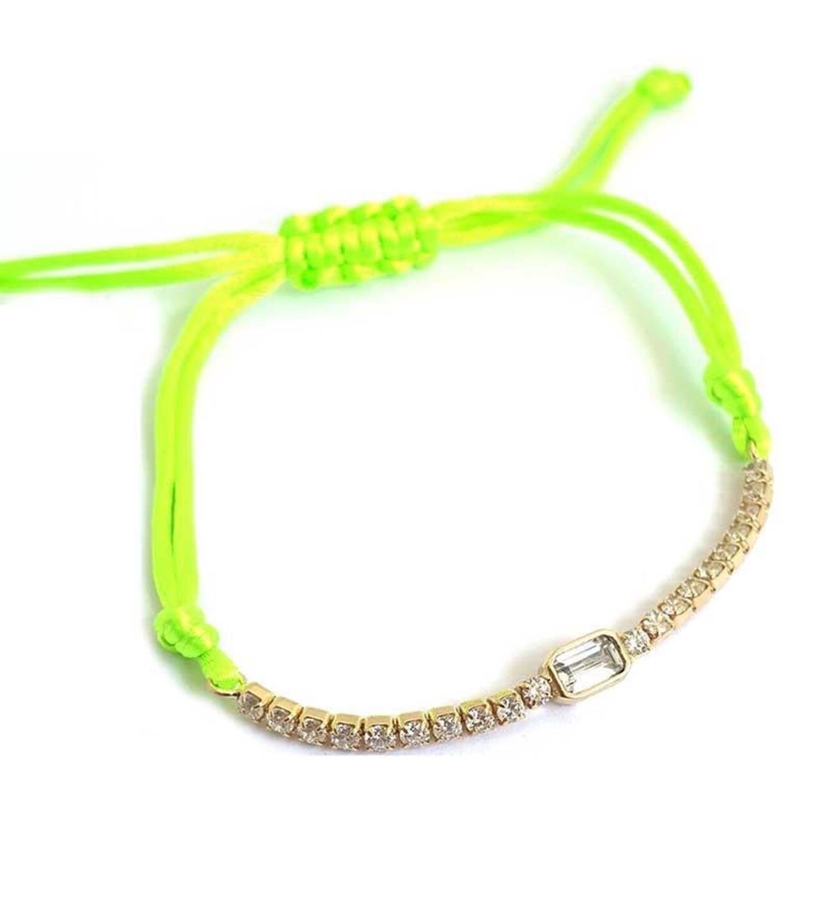Neon İpli Su Yolu Gümüş Bileklik