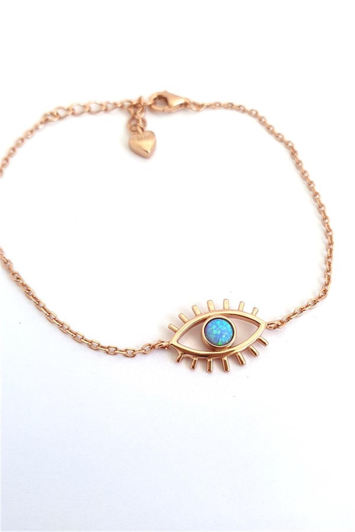 Opal Taşlı Gümüş Göz Bileklik