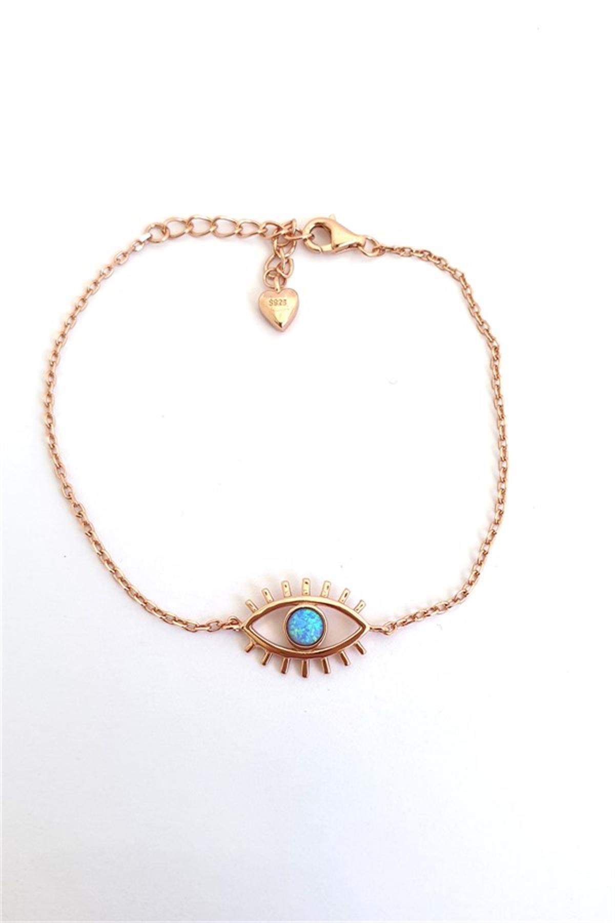 Opal Taşlı Gümüş Göz Bileklik