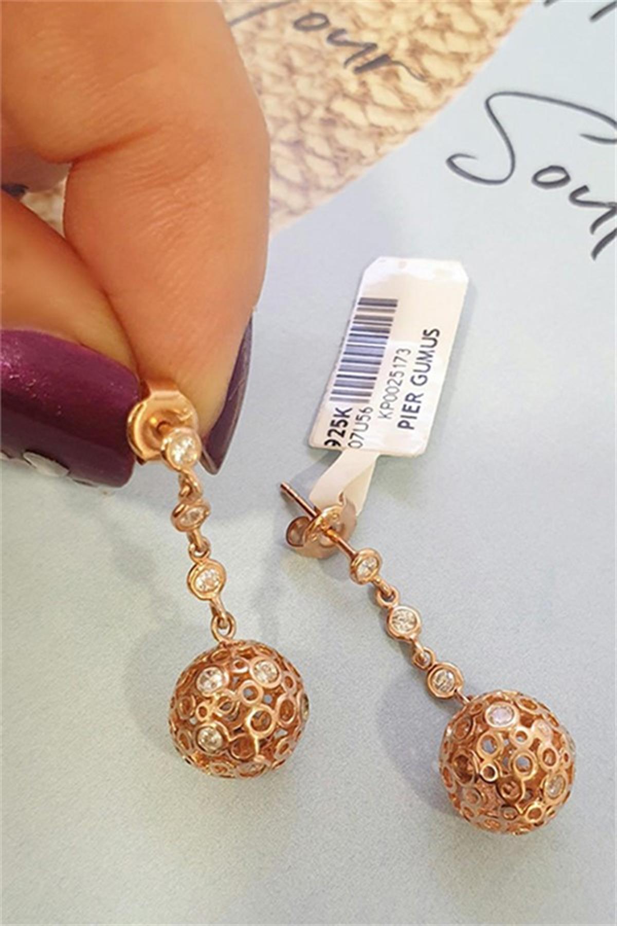 Sallantılı Gümüş Taşlı Küpe