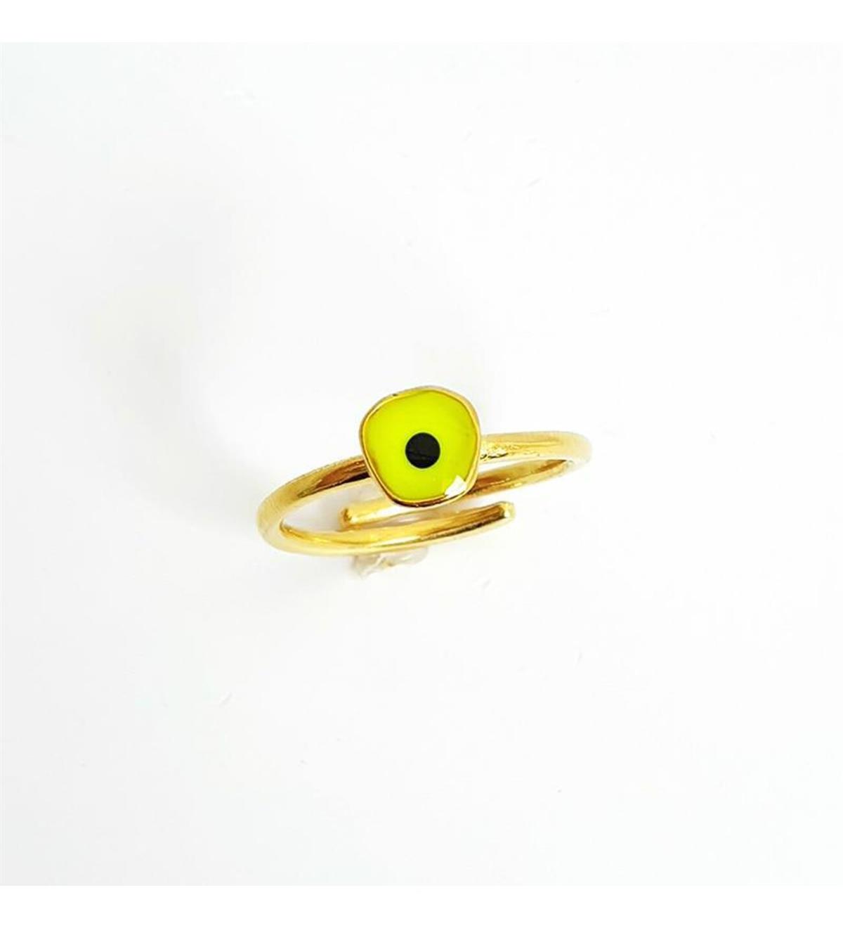 Sarı Mineli Gümüş Nazar Yüzük