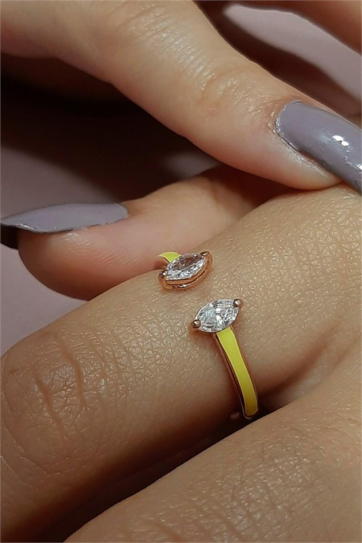 Sarı Mineli Gümüş Yüzük