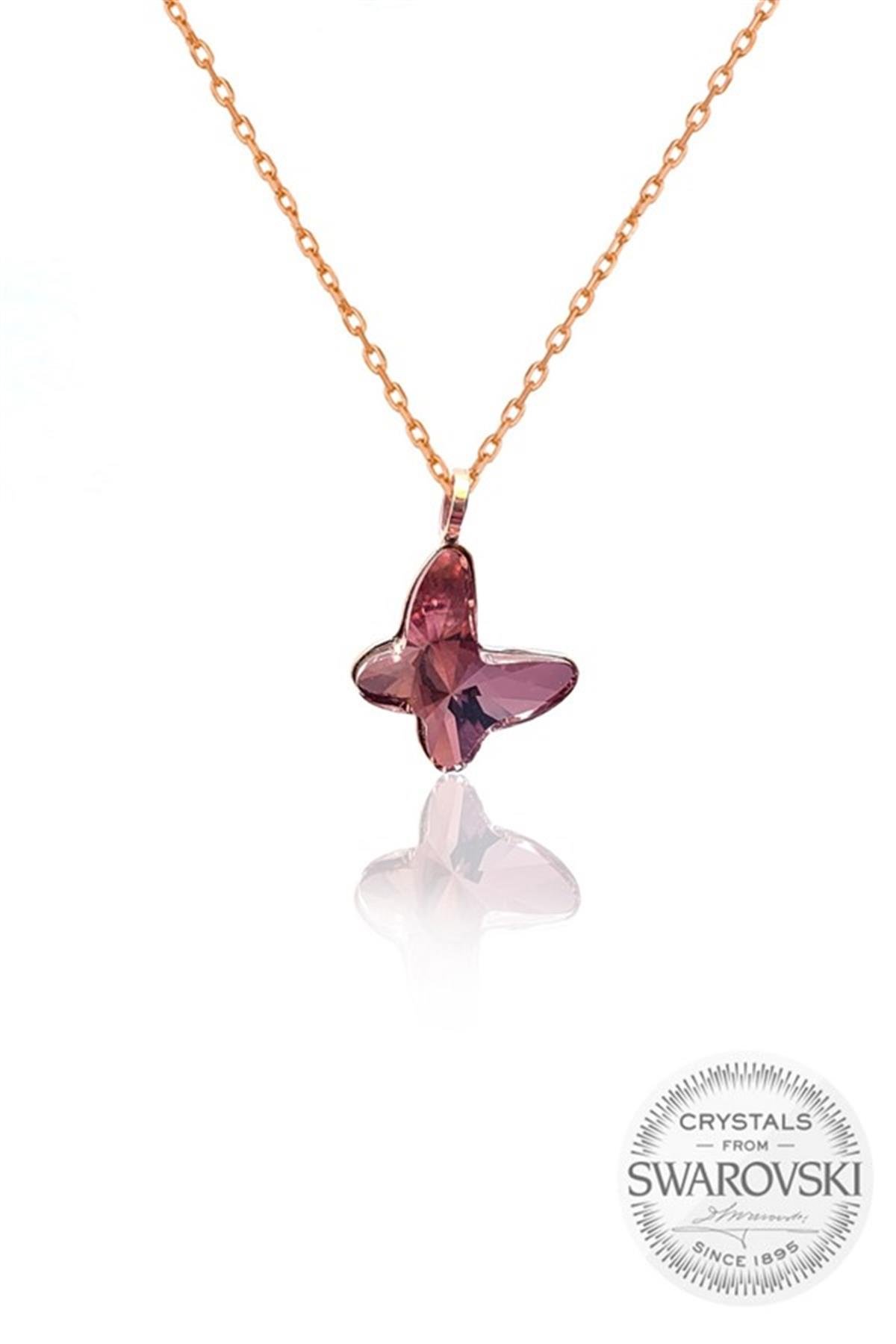 Swarovski Kelebek Gümüş Kolye