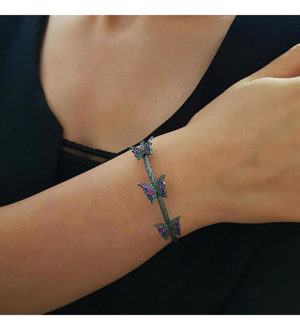 Üç Boyutlu Gümüş Kelebek Bileklik