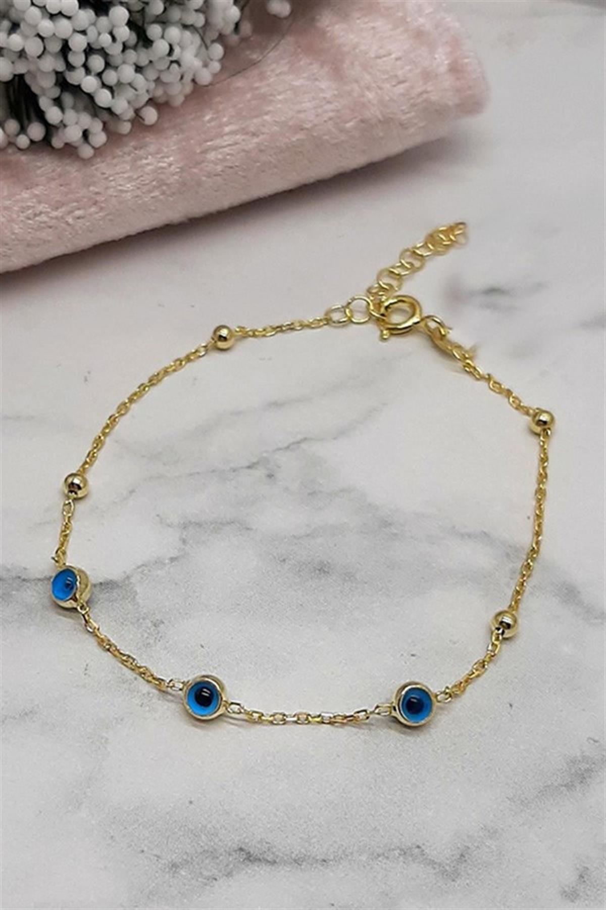 Üç Nazarlı Toplu Gümüş Bileklik