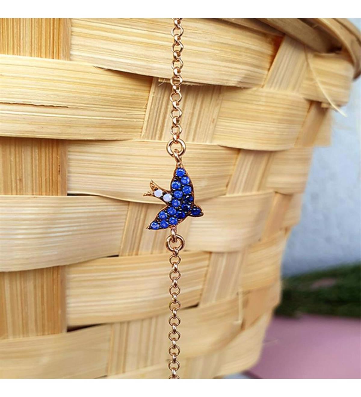 Zirkon Taşlı Gümüş Kuş Bileklik