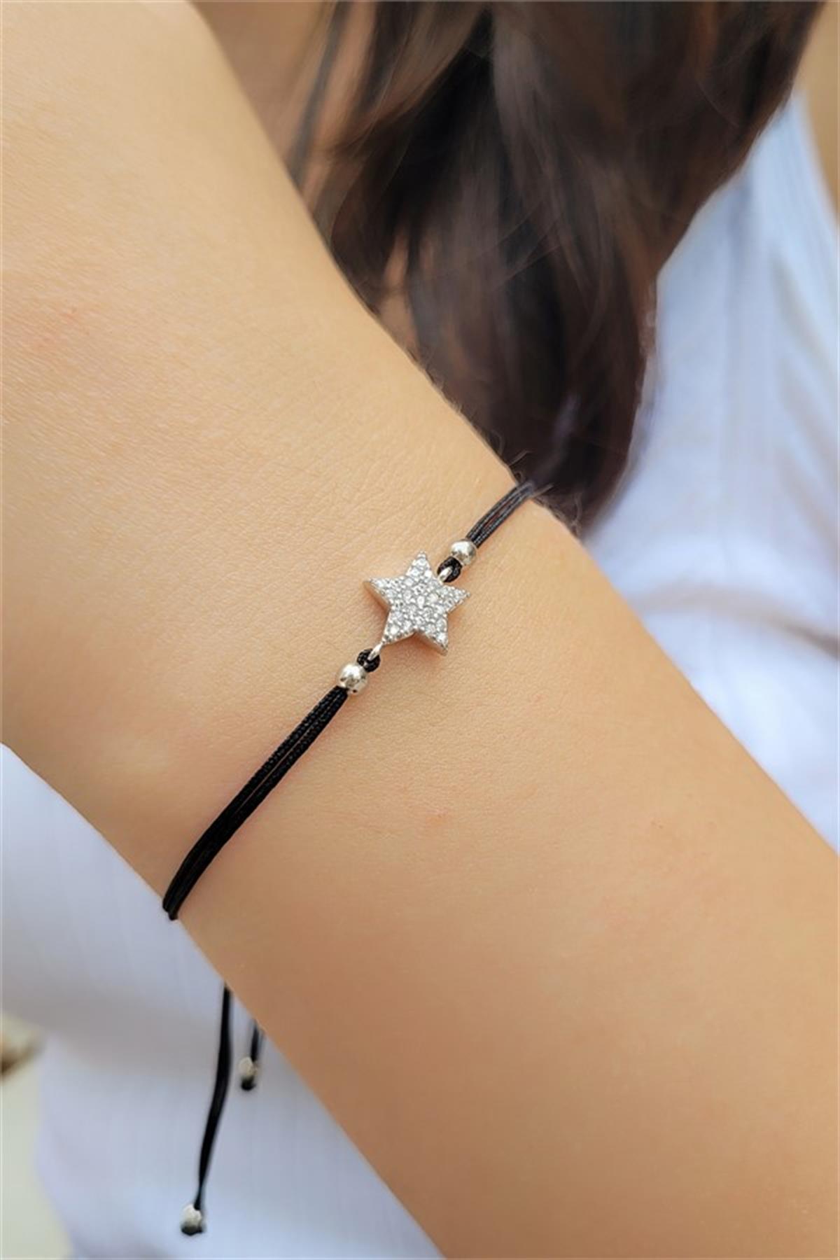 Zirkon Taşlı Yıldız Gümüş Bileklik