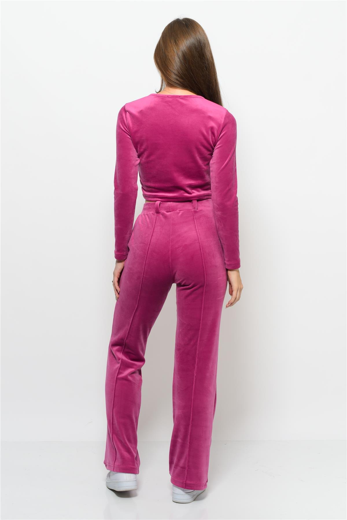 Kadın Soft Kadife Pantolon-Bluz Alt Üst İkili Takım NarÇiçeği