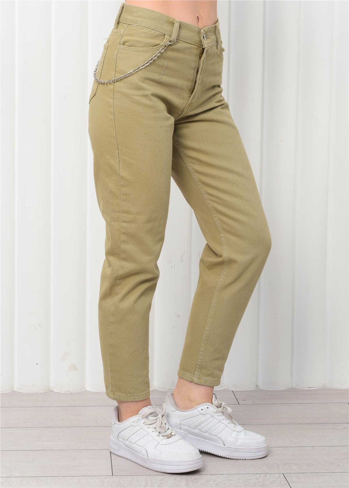 Yeeni Sezon Boyfriend Kot Pantolon Çağla Yeşili