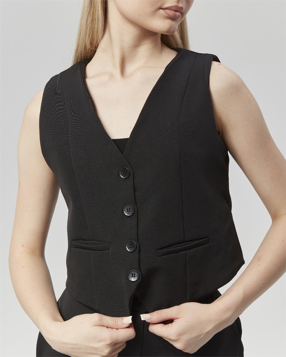 Yeni Sezon Yüksek Bel Culotte Pantolon & Yelek Siyah