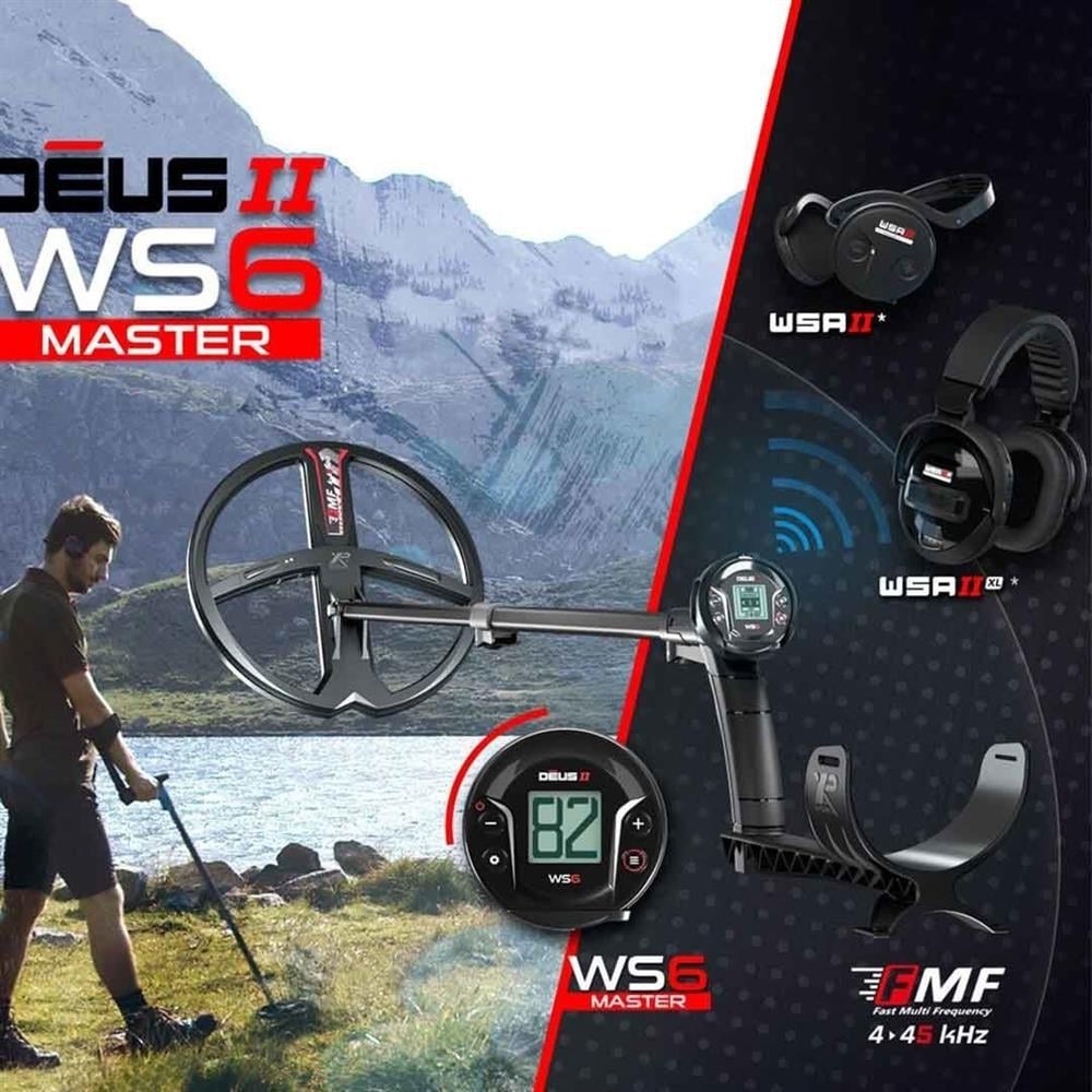 XP Dedektör Deus 2 Dedektör - 22,5cm FMF Başlık, WS6 Master + WSA2 Kulaklık