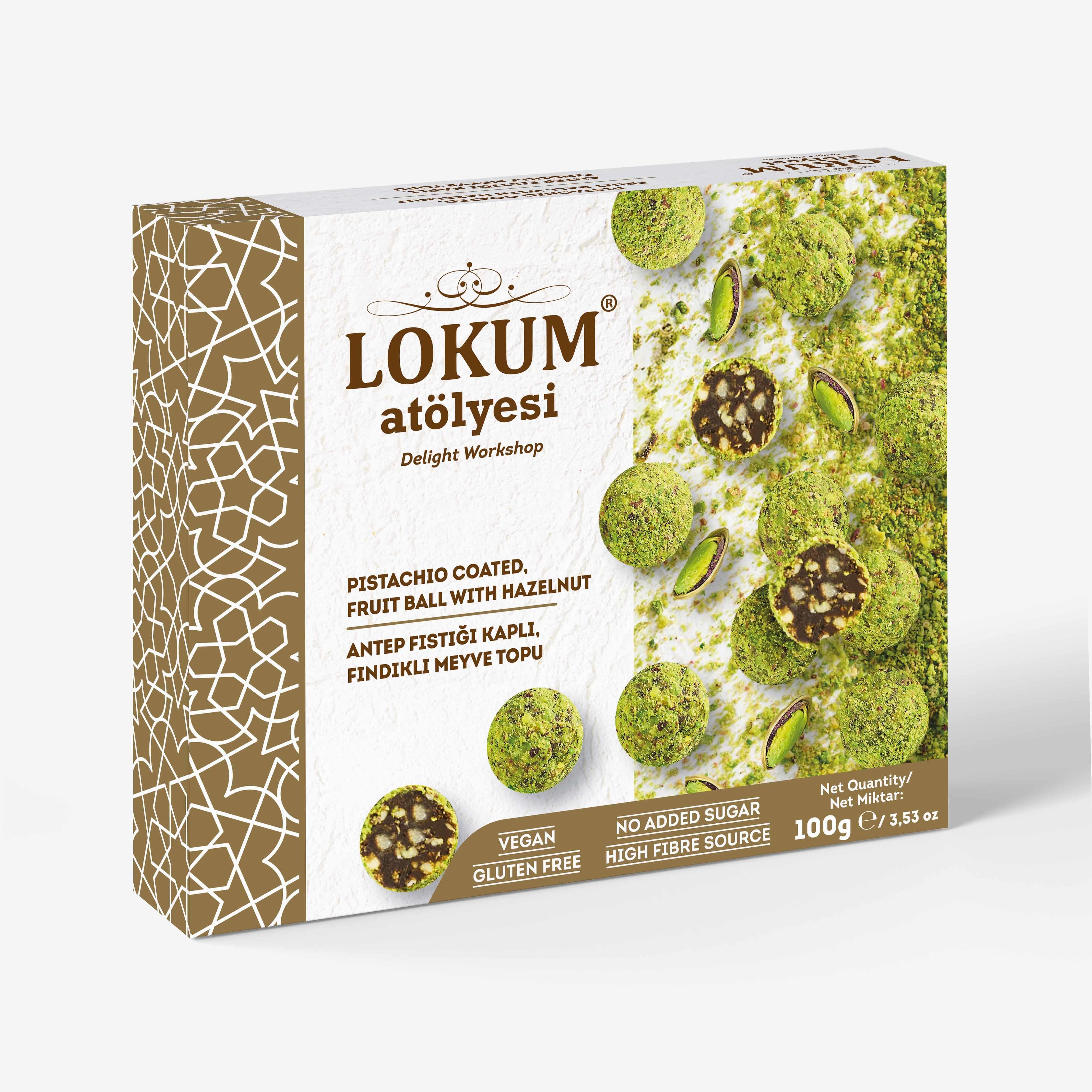 Antep Fıstığı Kaplı, Fındıklı Meyve Topu 100g