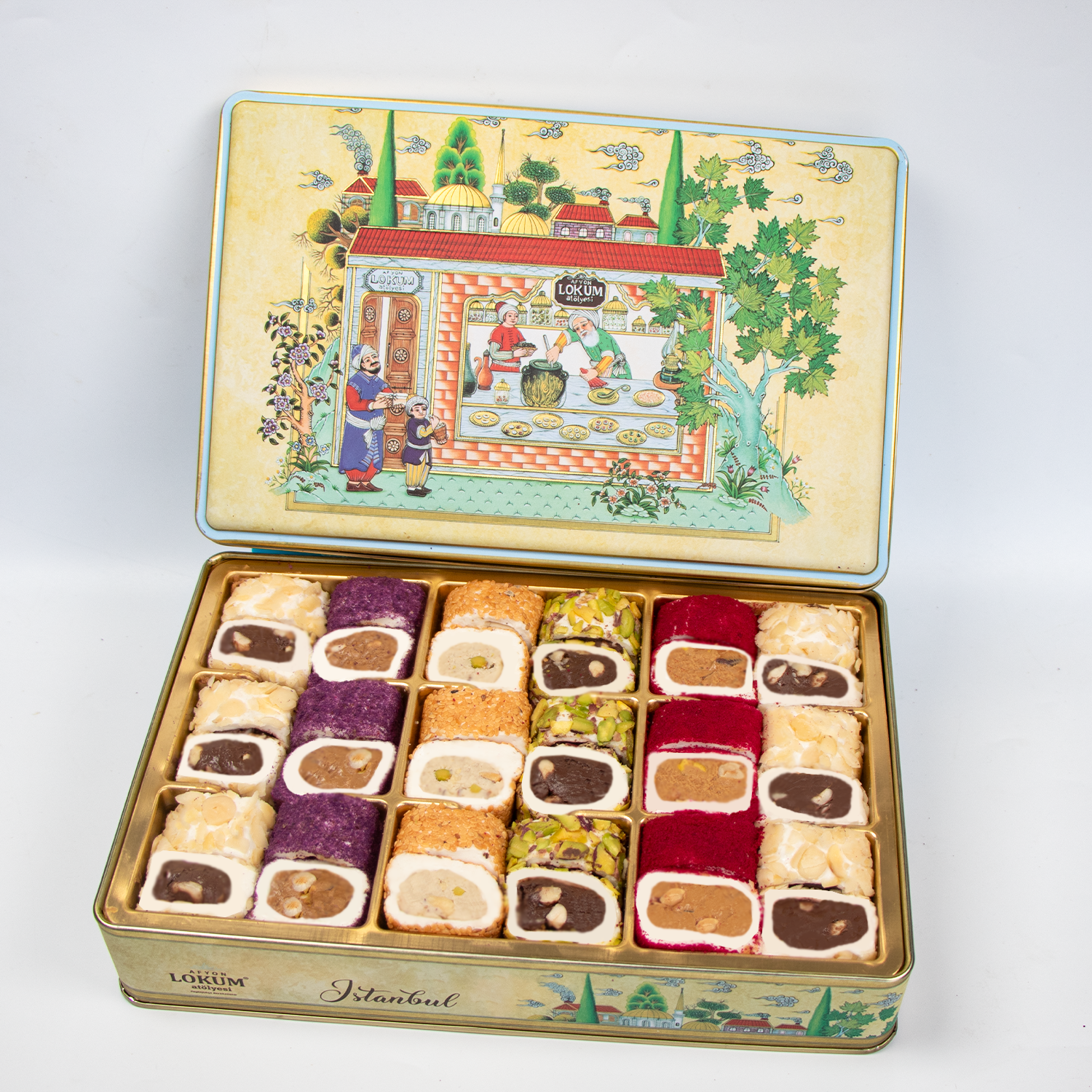 Hürrem Sultan Stuffed Turkish Delight with Pistachios, Hazelnuts, Almonds and Sesame 800g 