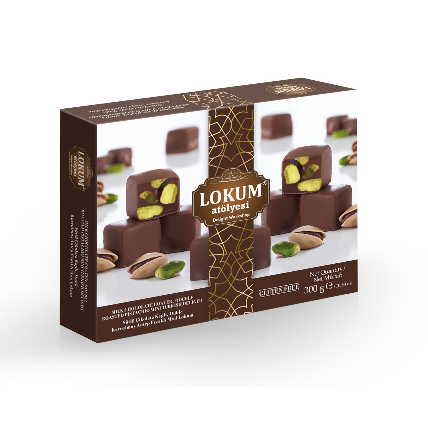 Sütlü Çikolata Kaplı, Duble Kavrulmuş Antep Fıstıklı Mini Lokum 300g