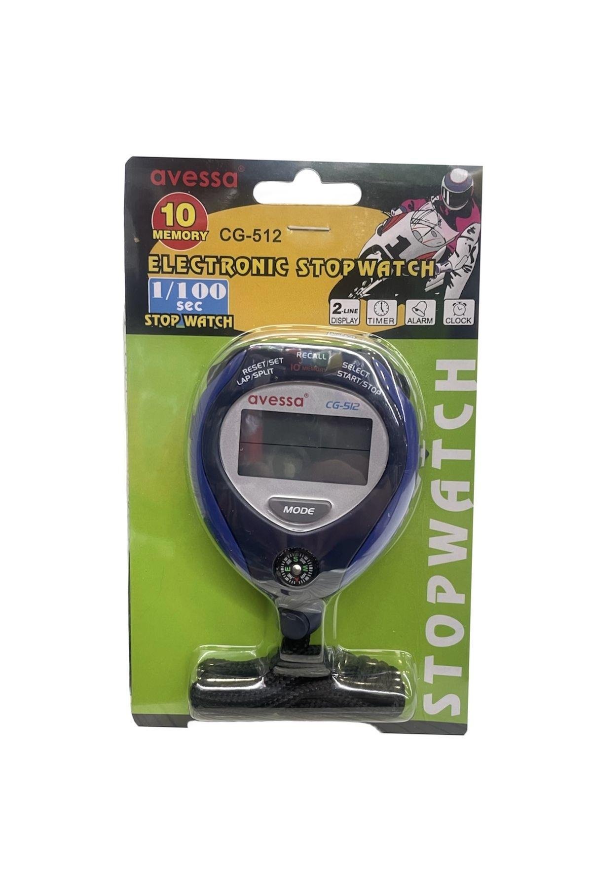 AvessaAvessa CG-512 10 Hafızalı Elektronik Stopwatch Kronometre 10 Lap