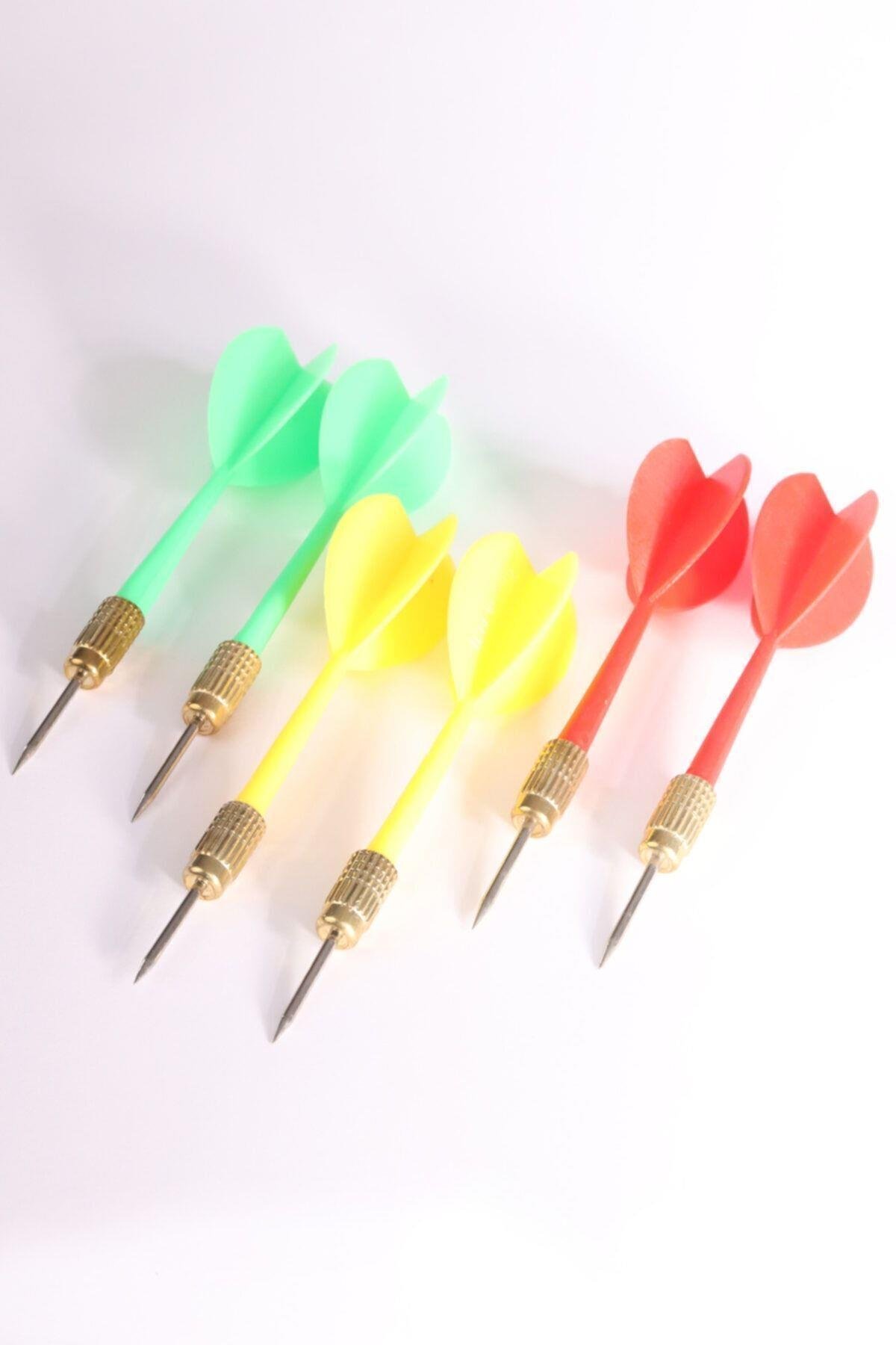 DeltaDelta Dart Oku (6’lı Set) - Çelik Uç + Pirinç Başlık - Renkli Dart Oku Seti