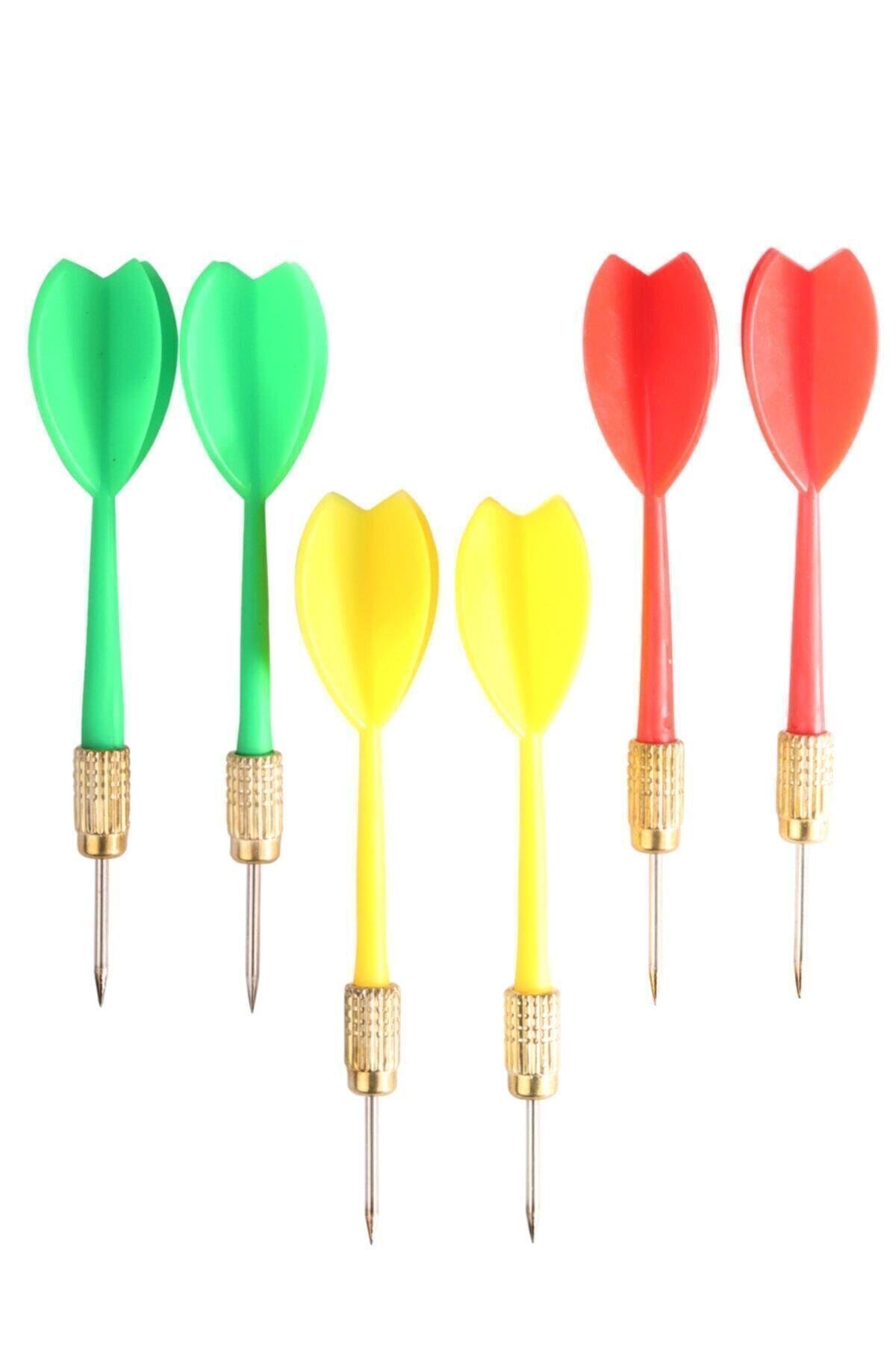 DeltaDelta Dart Oku (6’lı Set) - Çelik Uç + Pirinç Başlık - Renkli Dart Oku Seti