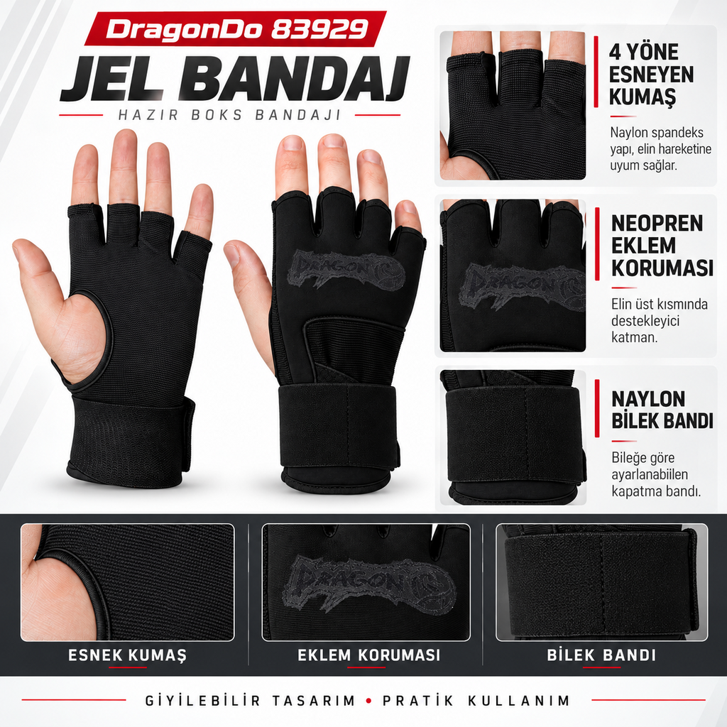 DragonDoDragonDo 83929 Jel Bandaj Hazır Boks Bandajı