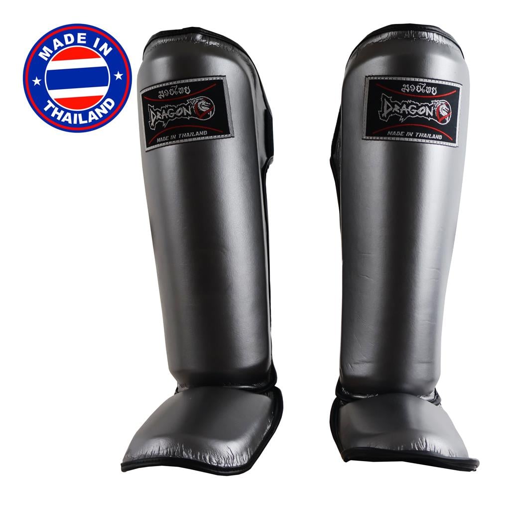 DragonDoDragonDo DRGN-T52 Hakiki Deri Kaval Koruyucu Gri Kick Boks Kaval Koruyucu
