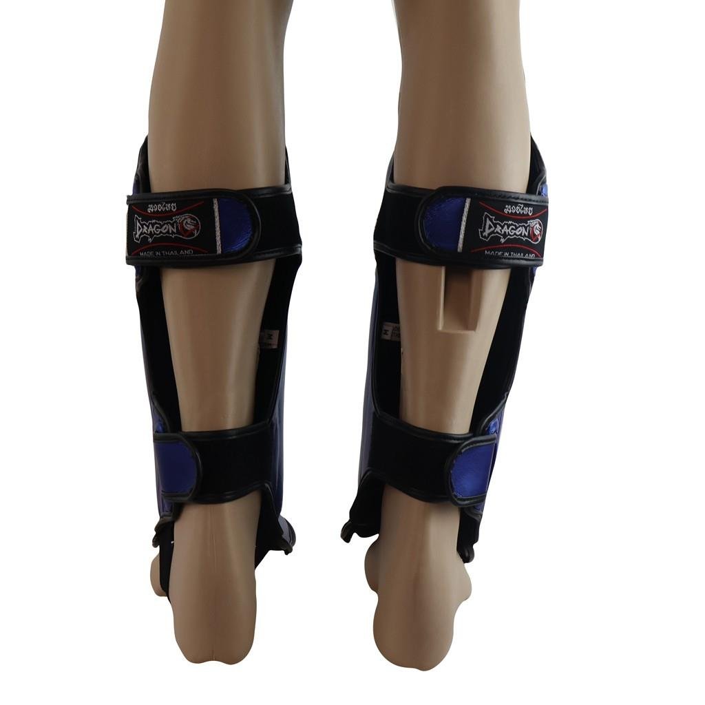 DragonDoDragonDo DRGN-T52 Hakiki Deri Kaval Koruyucu Mavi Muay Thai Kaval Koruyucu