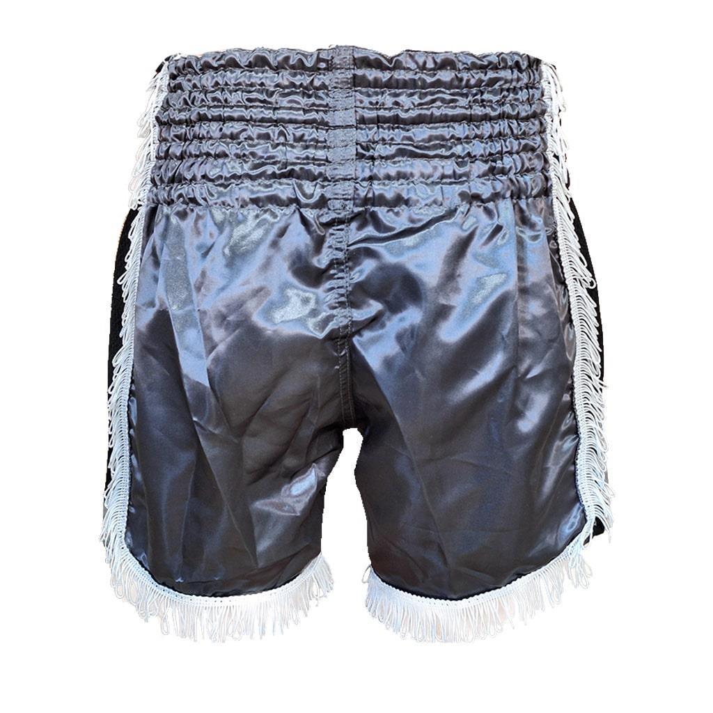 DragonDoDragonDo MT3020 Apache Muaythai Şort Antrasit Püsküllü Şort Nakışlı Muay Thai Şortu