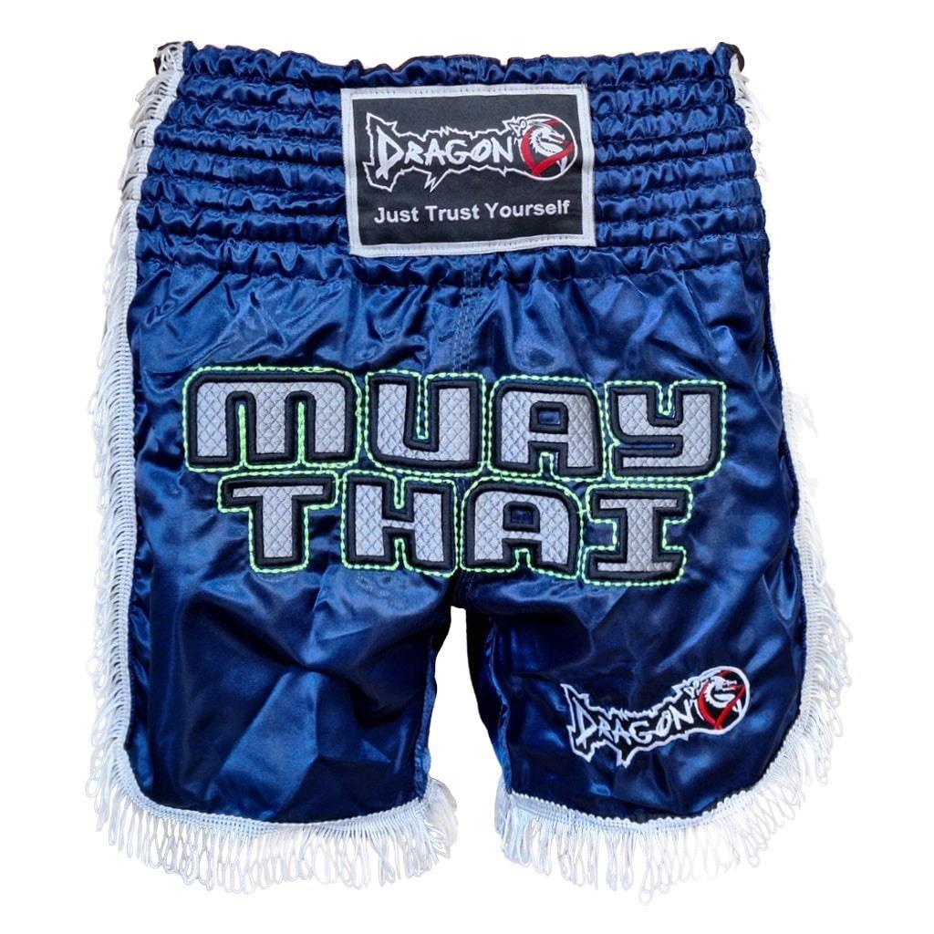 DragonDoDragonDo MT3020 Apache Muaythai Şortu Lacivert Püsküllü Nakışlı Muay Thai Şortu