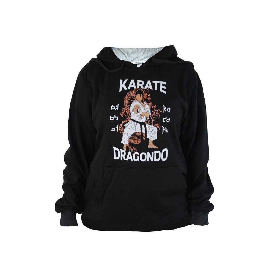 DragonDoDragonDo TX28 Baskılı Karate Sweatshirt Siyah Hoodie Kapüşonlu Sweatshirt