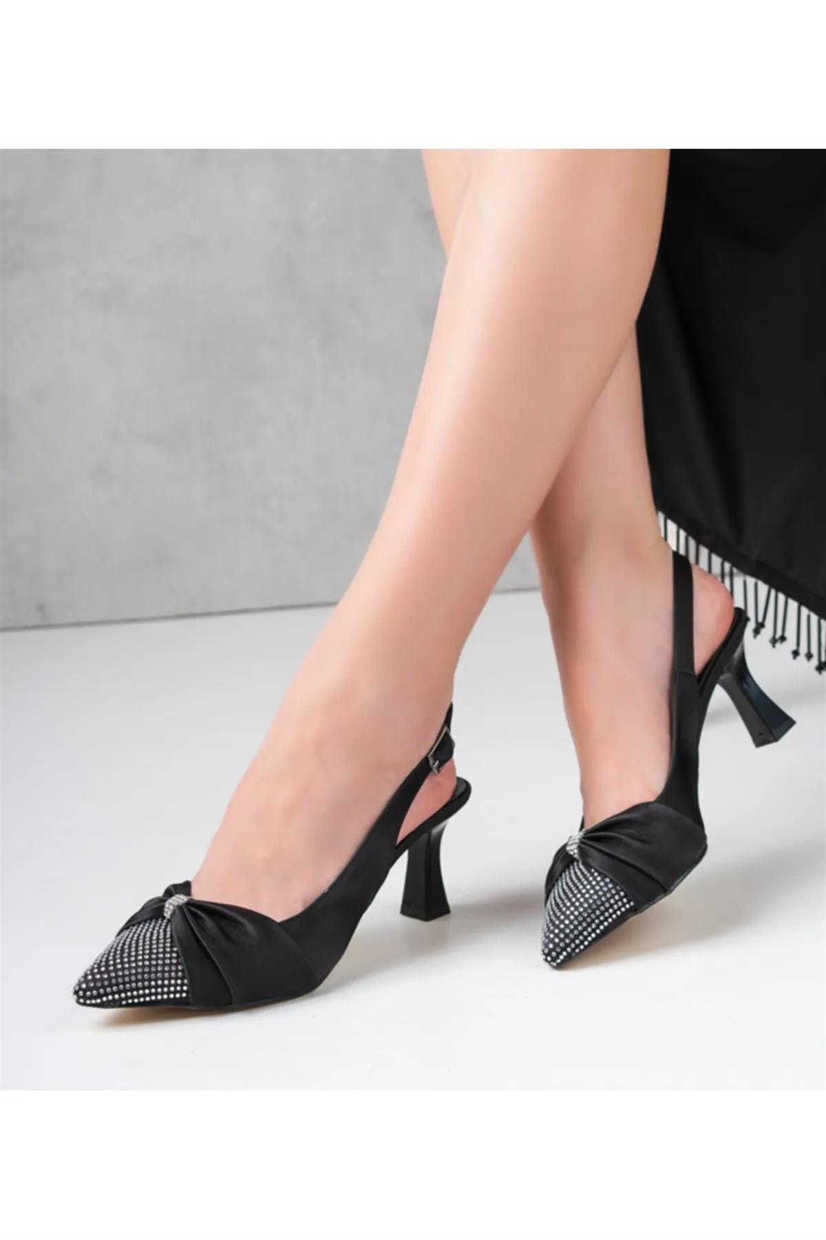 Saten Taşlı Stiletto