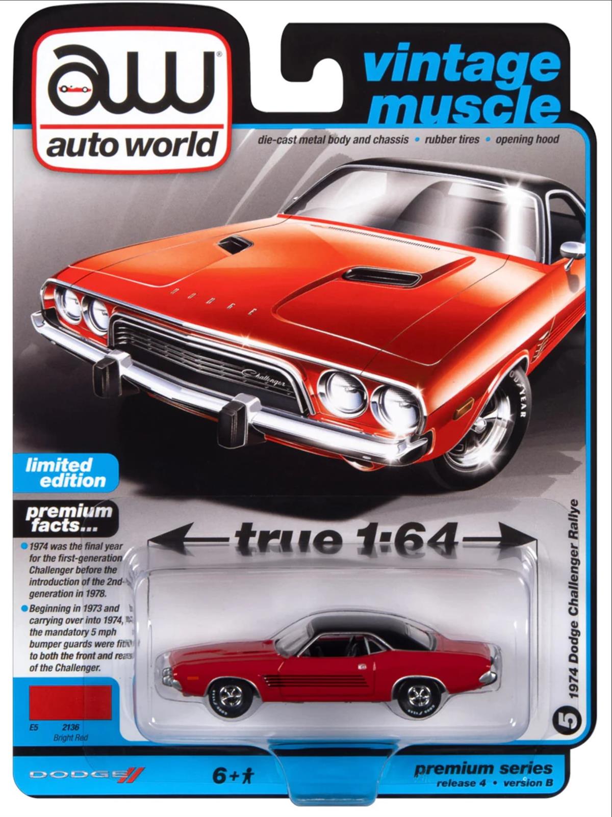 Auto World 1974 Dodge Challenger Rallye Bright Red
