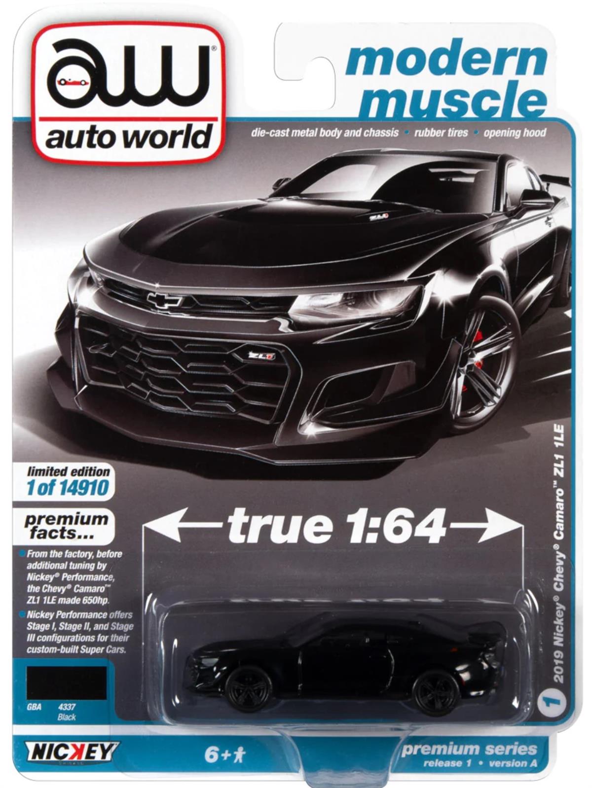 Auto World 2019 Nickey Chevrolet Camaro ZL1 1LE Black