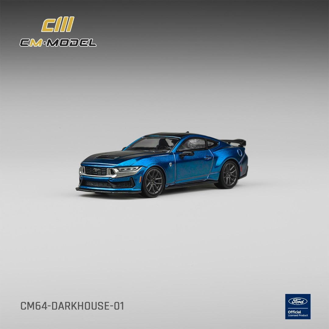 CM Model Ford Mustang Black Horse Blue Flame Metallic