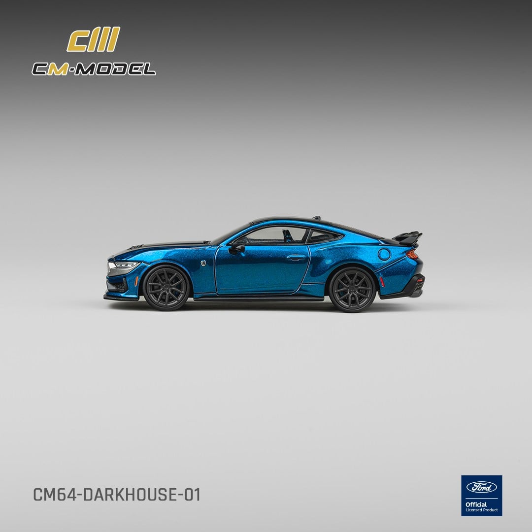 CM Model Ford Mustang Black Horse Blue Flame Metallic