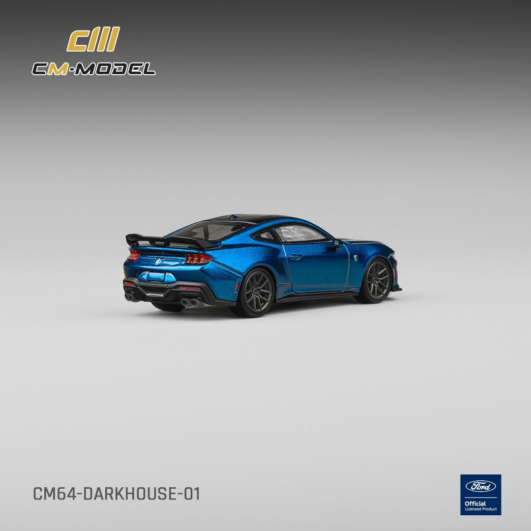 CM Model Ford Mustang Black Horse Blue Flame Metallic
