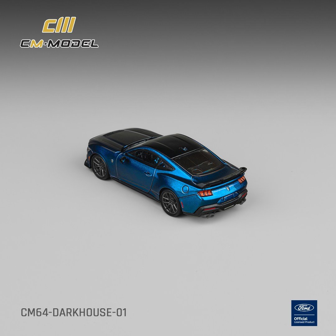 CM Model Ford Mustang Black Horse Blue Flame Metallic