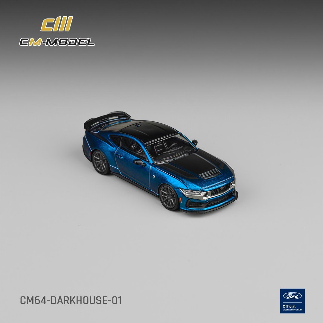 CM Model Ford Mustang Black Horse Blue Flame Metallic