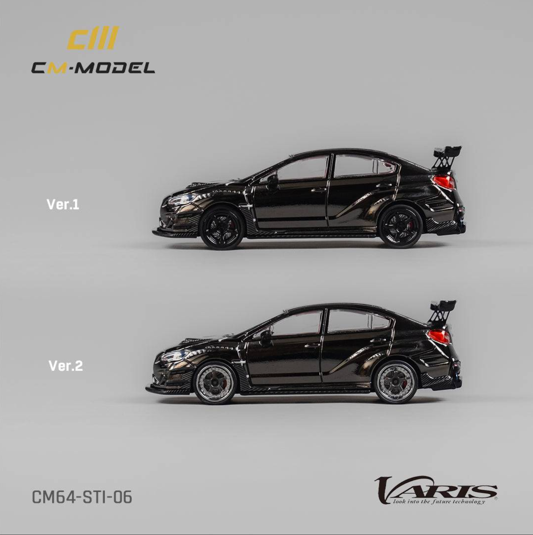CM Model Subaru VAB WRX Sti S4 Wide Body Kit Chrome Black S06